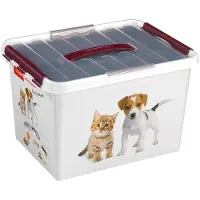 SmartaSaker Q-line huisdieren opbergbox met inzet 22L - 40x30x26 cm - Wit/Rood