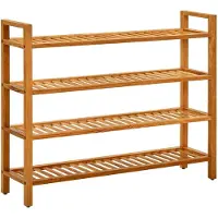 vidaXL Schoenenrek met 4 schappen 100x27x80 cm massief eikenhout