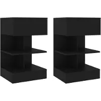 vidaXL - Nachtkastjes - 2 - st - 40x35x65 - cm - spaanplaat - zwart