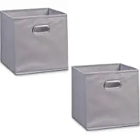 Merkloos 2x Grijze opbergmandjes kinderkamer 28 x 28 cm - Opbergmanden