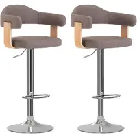 vidaXL Barkrukken 2 st gebogen hout en stof taupe