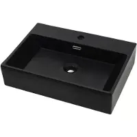 vidaXL Wastafel met kraangat 60,5x42,5x14,5 cm keramiek zwart