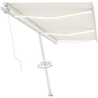 vidaXL Luifel handmatig uittrekbaar met LED 600x300 cm crèmekleurig
