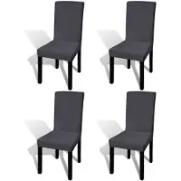 vidaXL Stoelhoezen 4 st stretch recht antracietkleurig