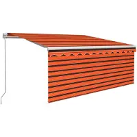 vidaXL Luifel handmatig uittrekbaar gordijn LED 3x2,5 m oranje bruin