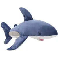 vidaXL Knuffel witte haai pluche blauw en wit