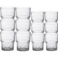 Duralex Koffie/espresso/whiskey glazen transparant Empilable set 160/200 ml 12-delig - Koffie- en theeglazen