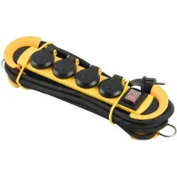 Philips 4-voudige Stekkerdoos - SPN5140YB/39 - 230V - Geel/Zwart - IP44 Stof- en Spatwaterbestendig - Binnen en Buiten