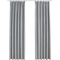 vidaXL Gordijnen verduisterend met haken 2 st 140x175 cm grijs