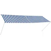 vidaXL Luifel uittrekbaar 350x150 cm blauw en wit
