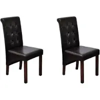 vidaXL Eetkamerstoelen gecapitonneerd kunstleer bruin 2 st online kopen