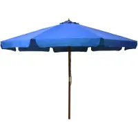 vidaXL Parasol met houten paal 330 cm azuurblauw