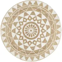 vidaXL Vloerkleed handgemaakt met witte print 90 cm jute
