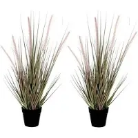 Mica Decorations 2x Groene Dogtail/siergras kunstplant 53 cm in zwarte pot - Kunstplanten