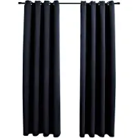 vidaXL Gordijn verduisterend met metalen ringen 2 st 140x225 cm zwart