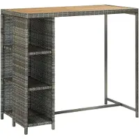 vidaXL Barkruk met plank, grijs, 120x60x110 cm, polyrotan