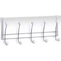 Zeller 1x Zilver/witte deur kapstokken 5-haaks 48 cm - Kapstokken