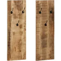 vidaXL Wandkapstokken 2 st 36x110x3 cm massief mangohout