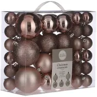 House of Seasons 46x stuks kunststof kerstballen roze 4, 6 en 8 cm - Kerstbal