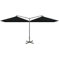 vidaXL Parasol dubbel met stalen paal 600x300 cm zwart