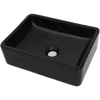 vidaXL Wastafel vierkant 41x30x12 cm keramiek zwart