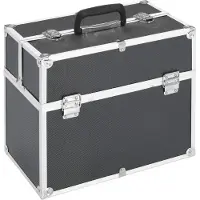 vidaXL Make-up koffer 38x23x34 cm aluminium zwart