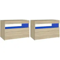 vidaXL Nachtkastjes 2 st LED-verlichting 60x35x40 cm sonoma eikenkleur