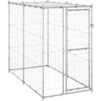 vidaXL Hondenkennel buiten met dak 110x220x180 cm gegalvaniseerd staal