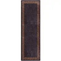 vidaXL Vloerkleed wasbaar 80x300 cm zwart en goudkleurig