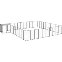 vidaXL Hondenkennel 31,46 m² staal zwart