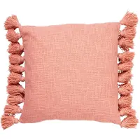Dutch decor - RUBY - Kussenhoes 45x45 cm - 100% katoen - met flosjes - Muted Clay - roze