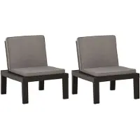 vidaXL Tuinstoelen met kussens, 2 stuks, kunststof, grijs