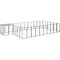 vidaXL Hondenkennel 19,36 m² staal zwart