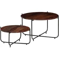 vidaXL 2-delige Salontafelset 60x35 cm massief acaciahout