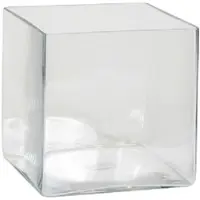 Mica Decorations Lage glazen vaas transparant vierkant glas 20 x 20 x 20 cm - Vazen
