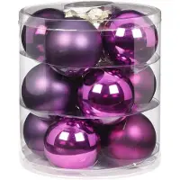 Merkloos Bellatio decorations Kerstballen - 12 st - paars - glas - 8 cm - Kerstbal
