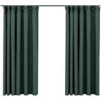 vidaXL Gordijnen linnen-look verduisterend haken 2 st 140x175 cm groen