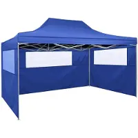 vidaXL Professionele partytent, inklapbaar, met 3 zijwanden, 3x4 meter, staal, blauw