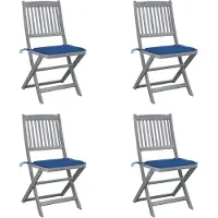 vidaXL Set van 4 klapstoelen met kussens, gemaakt van massief acaciahout.