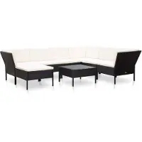 vidaXL 8-delige loungeset voor de tuin met kussens, van polyrotan, zwart