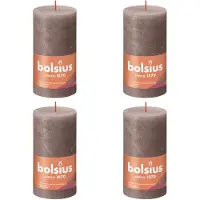 Bolsius Stompkaarsen Shine 4 st rustiek 130x68 mm rustiek taupe