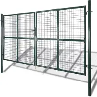 vidaXL Dubbele poort met deur 300x150 cm gepoedercoat staal