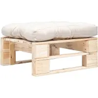 vidaXL Tuinpoef met zandkleurig kussen pallet hout naturel