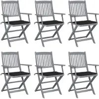 vidaXL Tuinstoelen 6 st inklapbaar met kussens massief acaciahout