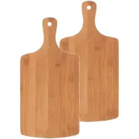 Zeller 2x stuks bamboe houten snijplanken met handvat 40 x 19,5 cm - Snijplanken