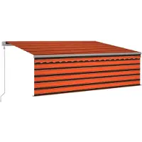 vidaXL Luifel met rolgordijn, LED en windsensor 4,5x3 m oranje bruin