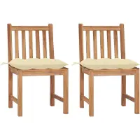 vidaXL Tuinstoelen 2 st met kussens massief teakhout