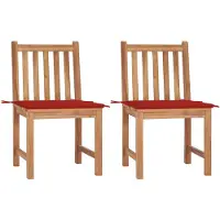 vidaXL Tuinstoelen, 2 stuks met kussens, massief teakhout
