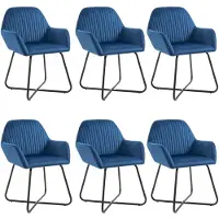 vidaXL Eetkamerstoelen 6 st fluweel blauw