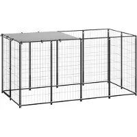 vidaXL Hondenkennel 2,42 m² staal zwart
